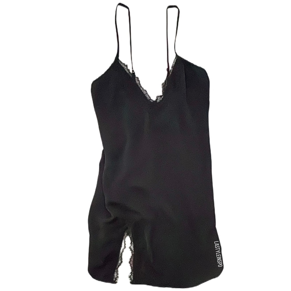 UO Urban Outfitters Out From Under Satin Laced Slip Black Size XS - Picture 1 of 4